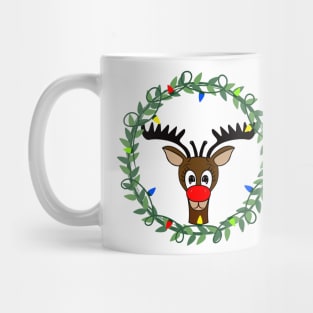 Merry Christmas Reindeer Wreath Mug